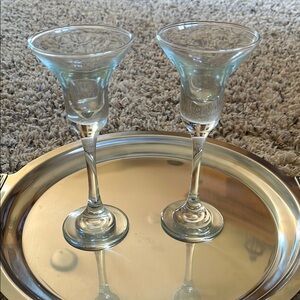 Vintage Libbey set of 2 stemmed crystal candleholders